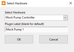 Screenshot of "Select Hardware" window used to load and name Reactor Component plugin instances.