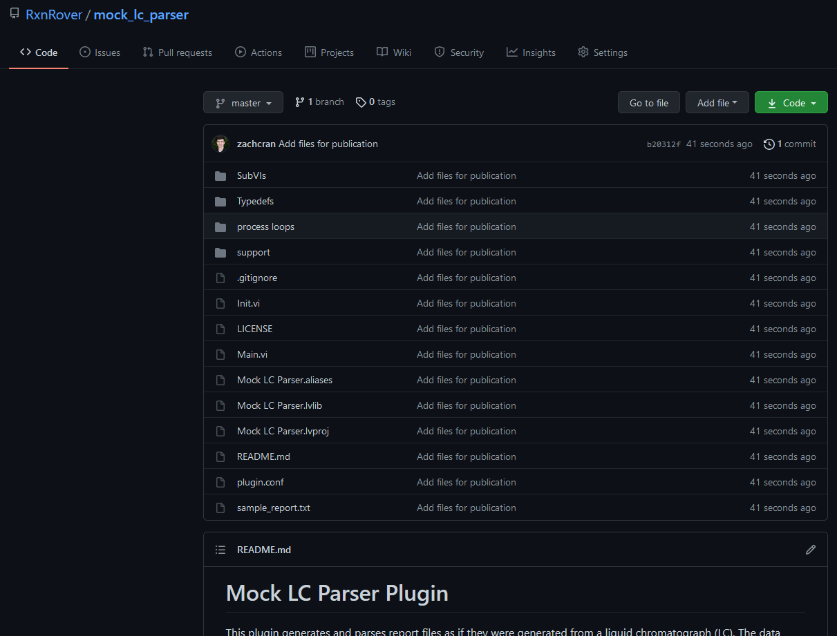 Screenshot of the Mock LC Parser repository.